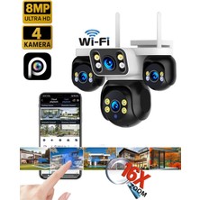 Esvision ES-5804 8mp 4 Kameralı Wifi 16X Zoom Hieasy Gece Görüş Çift Yönlü Ses Uzaktan Izleme Kişi Takibi Türkçe