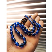 Sistem Püsküllü Gece Mavisi Sıkma Toz Kehribar Erkek Tesbih