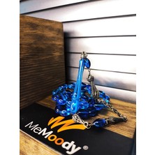 Alpaka Püsküllü Mavi Hareli Sıkma Toz Kehribar Erkek Tesbih