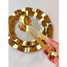 Rossev Servis Salata Maşası Gold Metal Işlemeli – Klasik Model