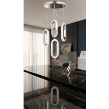 Lüx Aydınlatma Tasarım Selin Gold Modern LED Sarkıt Avize – Kristal Çiçek Detaylı Oval Tasarım Tekli Avize