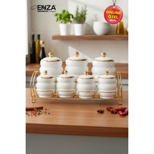 Enza Bulut Standlı Porselen Baharat Takımı 15 Parça