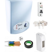 İhlas Aura Basic Yeni Model Banyo Şofbeni 105A6 7350W+3MT Kablolu Set Montaja Hazır Paket