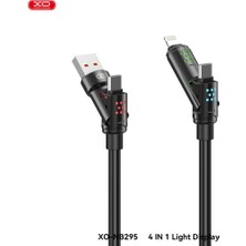 Xo NB-295 Işıklı Göstergeli Hızlı Şarj Data Kablosu - 4'ü 1 Arada Metal Başlıklı