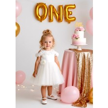 Kız Çocuk Omzu Çiçekli Elbise