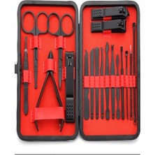 Normadia 18'li Siyah-Kırmızı Paslanmaz Çelik Seyahat Manikür Seti