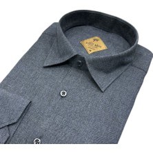 Eren Style Klasik %100 Cotton Uzun Kollu Yakası Gizli Düğmeli Kışlık Flanel Gömlek (Regular Kalıp)