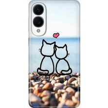 Nurdic Samsung Galaxy S25 Edge Kılıf 0.4 mm Lazer Kesim Silikon Kapak Kedilerin Aşkı