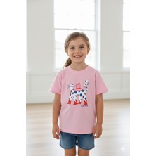 Monila Kız Çocuk Pamuklu Bisiklet Yaka Baskılı T-Shirt