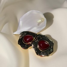 Ezgiarslanatalier Çelik Bordo Vintage Küpe