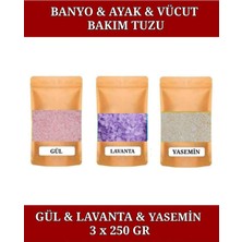 Normadia 3'lü Gül, Lavanta ve Yasemin Banyo ve Bakım Tuzu Seti, 3X250G