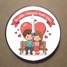 Bsb Sevgili Aşk Temalı Magnet Saat Buzdolabı Süsü Duvar Saati 10,5cm MS6003