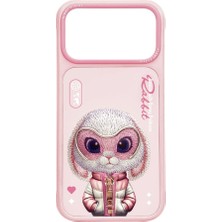 Nimmy iPhone 17 Pro | 3D Gerçek Nakış Gözlük ve Fermuar İşlemeli Tavşan Desenli Silikon Kılıf 2.0