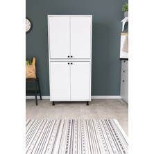 Dekorfim DF13102 Çok Amaçlı Dolap , Mutfak Kiler Dolabı, Banyo & Temizlik Dolabı, Geniş Depolama Raflı Dolap Beyaz