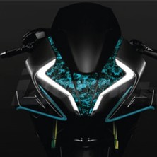 Kaplama Merkezi Cfmoto 450SR Ön Kafa Turkuaz Duman Stıcker Etiket Modeli Kaplama