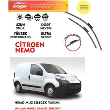 Kruger Citroen Nemo Ön Muz Sileceği Takımı 2010 Model Araç Için (Aparatsız) Direk Montaj