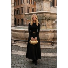 Pastelastore Lastik Bel Poplin Uzun Kloş Etek