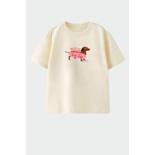 Monila Kız Çocuk Pamuklu Bisiklet Yaka Baskılı T-Shirt