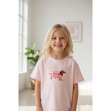 Monila Kız Çocuk Pamuklu Bisiklet Yaka Baskılı T-Shirt