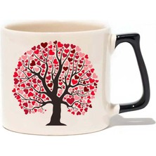 Baskıgo Hayat Ağacı Kalpli 14 Şubat Sevgililer Günü Lüks Kupa - Hediye Seramik Kupa