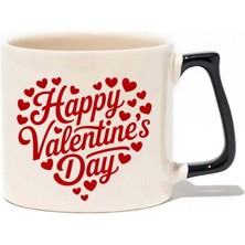 Baskıgo Happy Valentines Day 14 Şubat Sevgililer Günü Lüks Kupa - Hediye Seramik Kupa