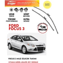 Kruger Ford Focus 3 Sileceği Silgeç Silgi Takımı 2013 Model Araç Için (Aparatsız) Direk Montaj