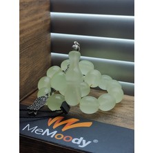 Alpaka Püsküllü Efe Boy Yeşil Fosfor Toz Kehribar Erkek Tesbih