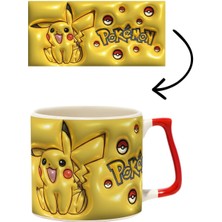 Baskıgo Kabartma Desen Pokemon Lüks Kupa - Hediye Seramik Kupa