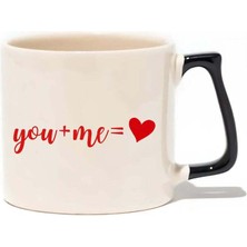 Baskıgo You + Me=❤️14 Şubat Sevgililer Günü Lüks Kupa - Hediye Seramik Kupa