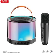 Xo F47 20W Rgb Işıklı 1200 Mah Bluetooth Kablosuz Usb-C Girişli Hoparlör ve Karaoke Mikrofonu Set