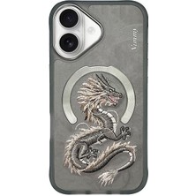 Nimmy iPhone 16 Uyumlu | MagSafe Destekli 3D Gerçek Nakış İşlemeli Dragon Kılıf