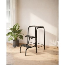 Mihman Home Katlanır Merdivenli Tabure 2 Basamaklı – Metal Çok Amaçlı Tabure Siyah