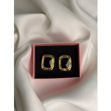 NB Steelora Kare Form Mineli Gold Renk Kadın Küpe