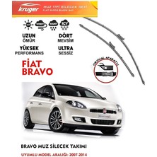 Kruger Fiat Bravo Ön Cam Muz Sileceği Seti 1.6 1.4 Motor Araç Için (Aparatsız) Direk Montaj 2007-2014 Arası