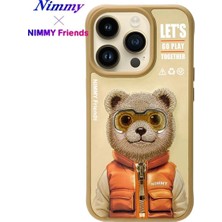 Nimmy iPhone 15 Pro Max | 3D Nakış Işlemeli Gözlük ve Fermuar Detaylı Ayıcık Desenli Silikon Kılıf 2.0