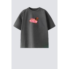 Monila Kız Çocuk Pamuklu Bisiklet Yaka Baskılı T-Shirt