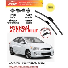 Kruger Hyundai Accent Blue Cam Muz Sileceği Takımı 2015 Model Araç Için (Aparatsız) Direk Montaj