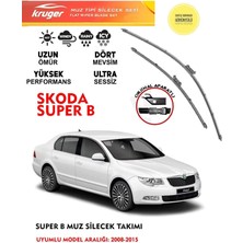 Kruger Skoda Super B Muz Sileceği Seti 2008 Model Araç Için (Aparatsız) Direk Montaj