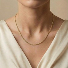 Burgu Halat Zincir Kolye - 14K Altın Rengi Kaplama, 45 cm