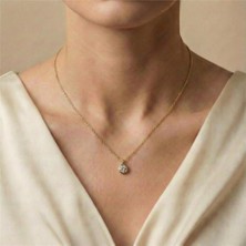 Tektaş Zirkon Kolye - 14K Altın Rengi Kaplama, 40 cm