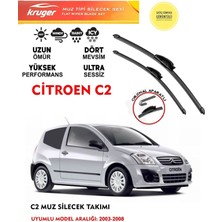 Kruger Citroen C2 Sileceği Silgeç Silgi Takımı 2004 Model Araç Için (Aparatsız) Direk Montaj