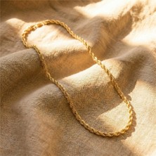 Burgu Zincir Çelik Kolye - 14K Altın Rengi Kaplama, 60 cm / 5 mm