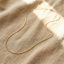 Ince Ezme Zincir Çelik Kolye - 14K Altın Rengi Kaplama, 45 cm / 2 mm