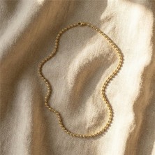 Dorikalı Zincir Çelik Kolye - 14K Altın Rengi Kaplama, 45 cm / 3 mm