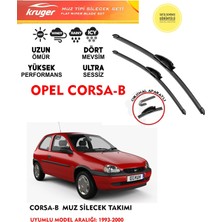 Kruger Corsa B Sileceği Silgeç Silgi Takımı 14 Motor Araç Için (Aparatsız) Direk Montaj (1993-2000) Arası Uyumlu
