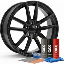 CAXCOLORS Cax Jant Boyama Seti 400ML - Isıya Dayanıklı Jant Boyası + Astar + Vernik + Zımpara Parlak Siyah