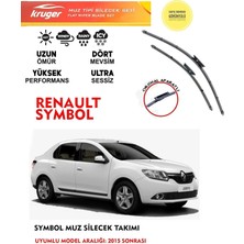 Kruger Clio Symbol Sileceği Silgeç Silgi Takımı 10 12 15 09 Motor Araç Için (Aparatsız) Direk Montaj Takımı 2015 Sonrası