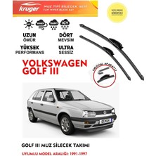Kruger Golf 3 Sileceği Silgeç Silgi Seti Benzinli Araç Için (Aparatsız) Direk Montaj 1991-1997 Arası