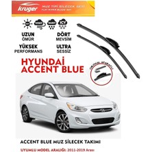 Kruger Hyundai Accent Blue Cam Muz Sileceği Takımı 2018 Model Araç Için (Aparatsız) Direk Montaj