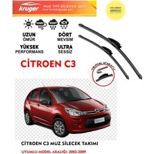 Kruger Citroen C3 Sileceği Silgeç Silgi Takımı 2002 Model Araç Için (Aparatsız) Direk Montaj